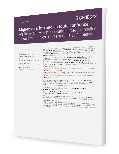 Miniature du livre blanc sur la migration des centres de contacts cloud, un guide pour migrer vers Genesys cloud votre centre de relation client