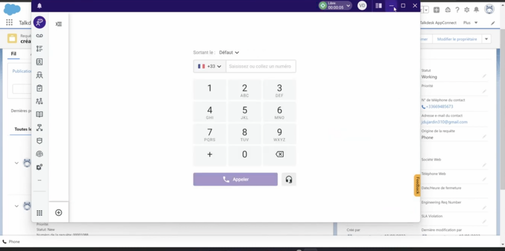 Interface de Talkdesk et démo du centre de contact cloud par FACYLE