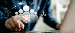 Homme pointant du doigt sa gestion de la relation client